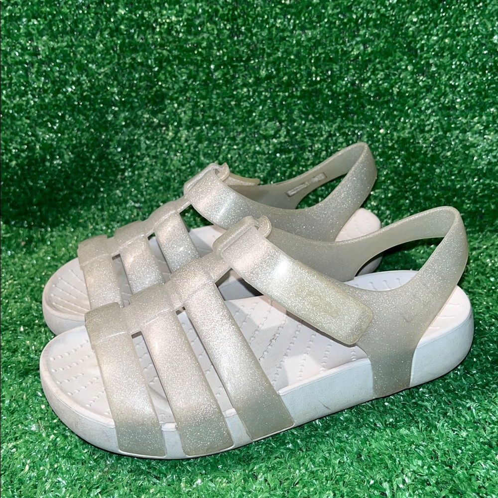 Crocs Kids Glitter Isabella Charm Sandals size 12